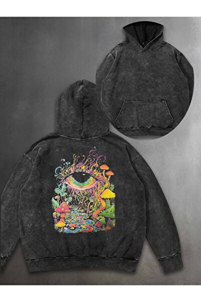 Touz Moda Aesthetic Retro Printed Vintage Hooded Sweatshirt