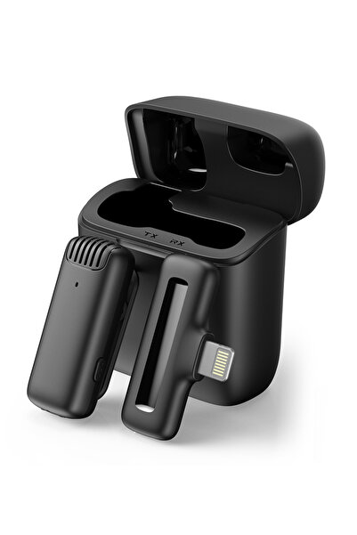 APEXEL ασύρματο μικρόφωνο APL-MIC013 με θήκη φόρτισης, Lightning, 2.4GHz, μαύρο