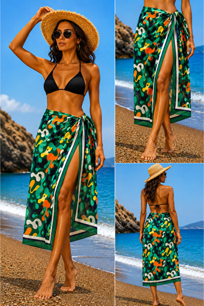 Pareo Colorful Patterned Women's Pareo, Beach Shawl 70X180 cm