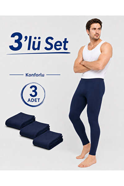 don-x | Erkek Termal Pamuklu Tayt 3' lü Set LACİVERT ( 3 ADET )