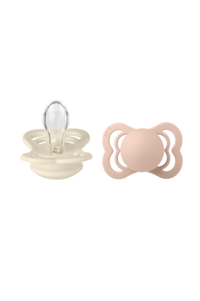Bibs Set от 2 Supreme силиконови пастифаки 0 месеца, Ivory/Blush