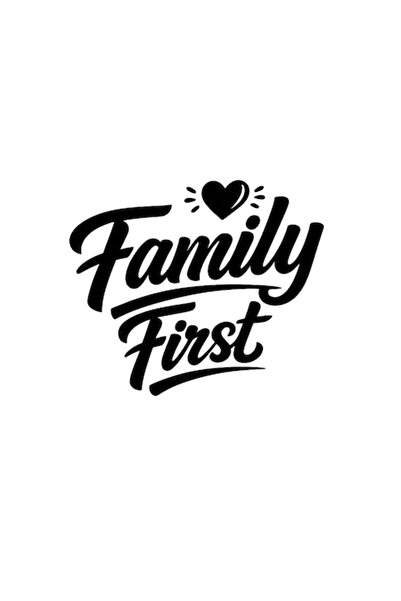 OEM Autocolant decorativ auto  "Familia pe primul loc ", 15cm, Negru