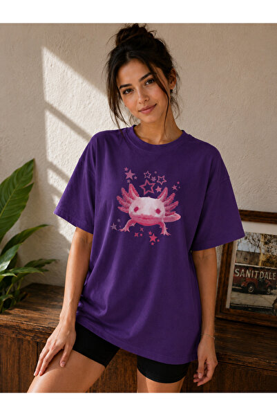 ZİYMO Women's Axolotl Printed Oversized T-Shirt