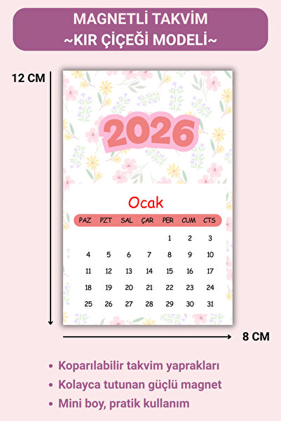 Mindpad 2026 Magnetli Mini Buzdolabı Takvimi - 8x12 cm Koparılabilir Yapraklı...