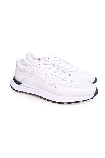 FRANCO CALVANI White Color Lace-Up Genuine Leather Men's Shoes