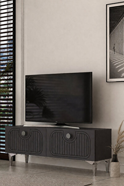 Dekortis Home Dekor 120DHDTS3AG HERA LAZER DESENLİ TV SEHPASI ANTRASİT-GÜMÜŞ