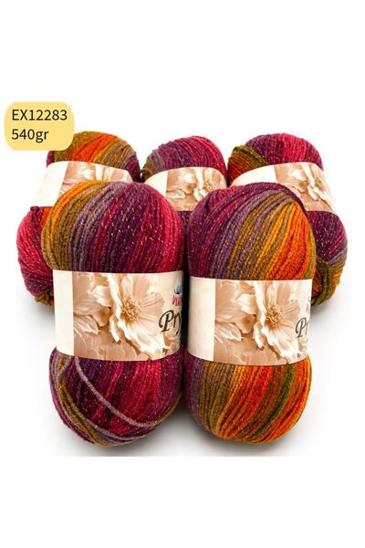 Oxford İplik İhraç Fazlası 5'li Paket 540 gr Simli Akrilik Ebruli EX12283