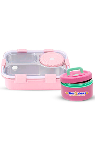STAR BABiES - set of 2 - Stainless Steel Bento Lunch Box with 4 Compartments ...