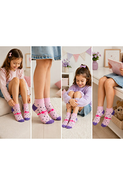 Black Arden Socks Çocuk Pamuklu Patik Çorap 4'lü Paket