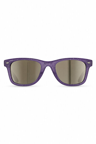 Jack Ferrero Purple Glitter Mirrored Glass Square Frame Sunglasses for Children