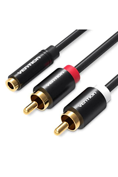 OEM Cable Jack 3.5 mm female - 2x RCA male 1m gold-plated black Vention VAB-R...