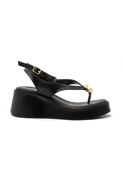 Mamito Ayakkabı Dl59 Wedge Sole Buckle Detailed Flip-Flop Sandals