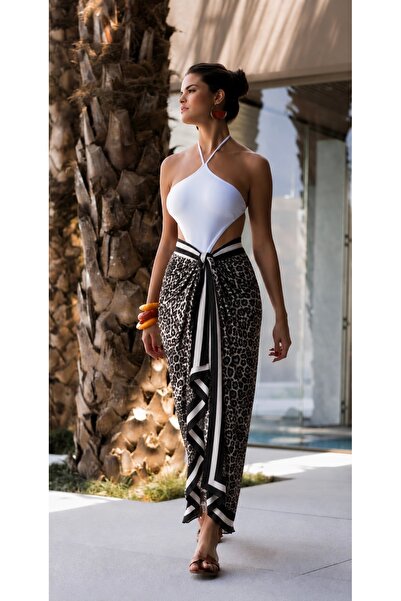 Ceren Öncel Atelier Gri Leopae Premium Pareo&Şal