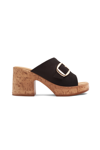 Mamito Ayakkabı Frm 704 Gold Buckle Detailed Wedge Heeled Slippers