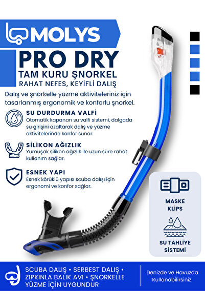 MOLYS PRO FULL DRY ŞNORKEL TAM KURU PROFESYONEL DALIŞ ŞNORKELİ