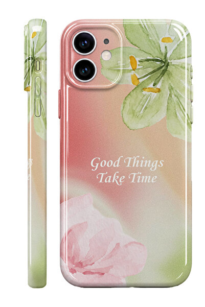 WANNA PROTECT iPhone 11 Soft Bloom Protect Slim Parlak Tam Kaplayan Baskı Kam...