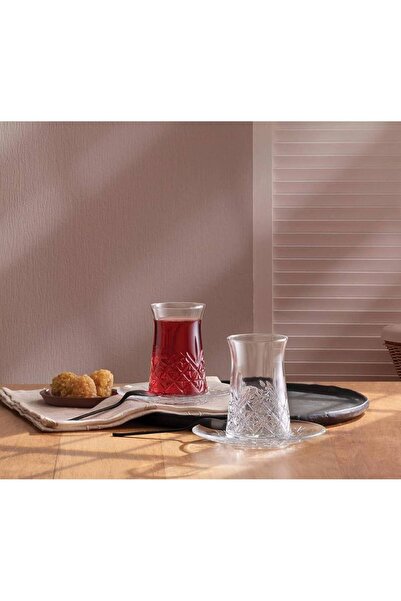 Paşabahçe Crystal Cut Patterned Thin-Waisted Tea Cup 160 Cc Set of 6