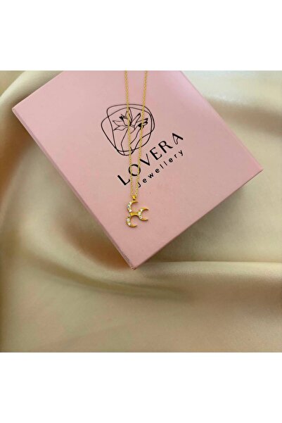 Lovera Jewellery 925 Ayar Gümüş Sertifikalı 14K Gold Renk Üç Hilal Kolye