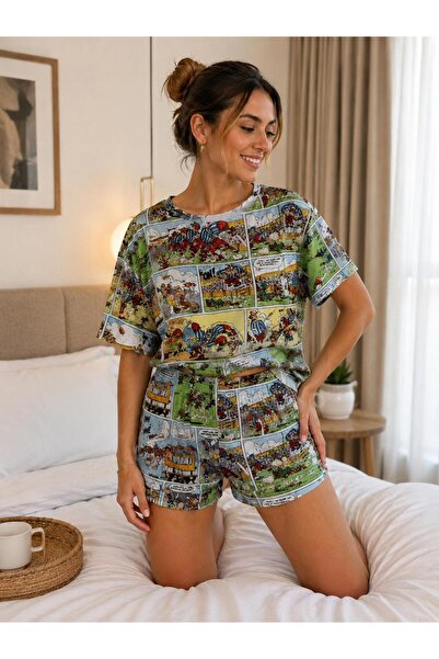 ASL WOMAN Women's Printed Shorts Pajama Set