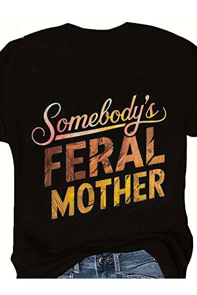 128 "Beast Mom" T-Shirt - Casual Storyline, Short Sleeves, Printed Design, Vi...