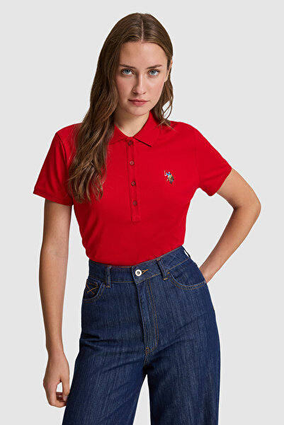U.S. Polo Assn. Women's Red Polo Collar Basic T-Shirt 50323575-Vr030