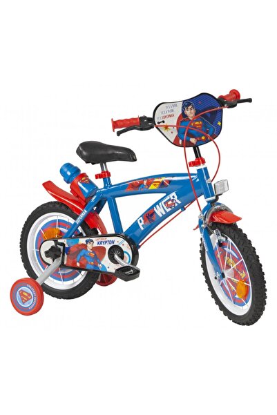 Toimsa Bicicleta copii Superman 14 inch, cu roti ajutatoare si sticluta de ap...