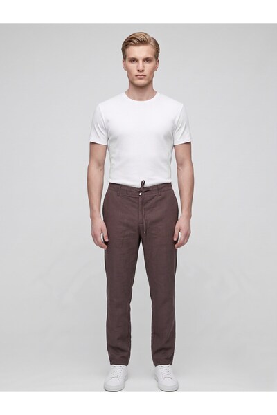 Plus Scorpion Men's Linen Trousers – Lace-Up Waist, Slim Fit Comfortable Cut ...