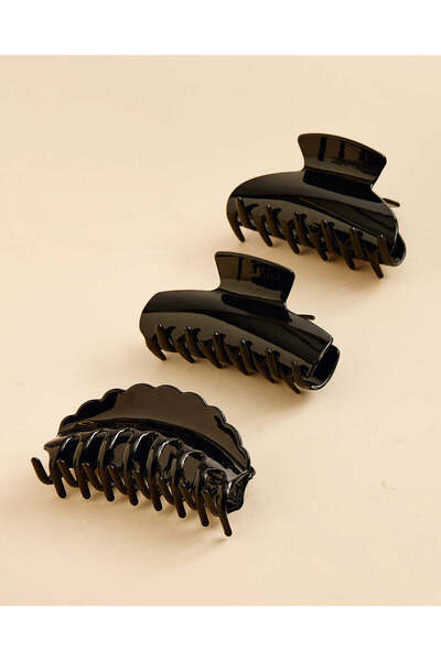 REDTAG Women Black 3 Pieces Hair Clip Set