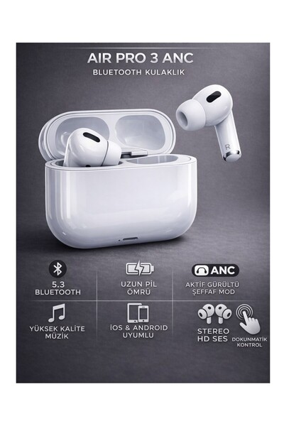 dzmerc Air Pro 3 ANC Kablosuz Bluetooth Kulaklık Gürültü Engelleme Yüksek Ses...
