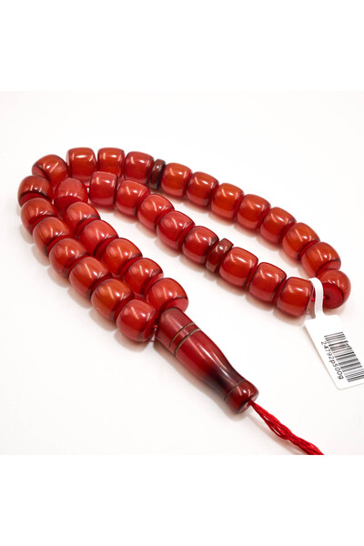 Generic Pakistani Faturan Rosary 33 Beads 10.5x11.5mm Deep Red Barrel Prayer ...
