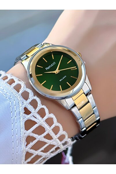 Ferrucci Milano Women's Gold Silver Metal Cord Green Dial Wristwatch 2 Years ...