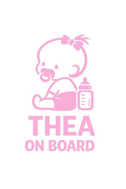 OEM Autocolant decorativ auto  "THEA ON BOARD ", 10cm, Roz
