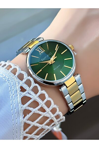 Ferrucci Milano Women's Gold Silver Metal Cord Green Dial Wristwatch 2 Years ...