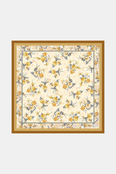 Vakko EKRU ÇİÇEK DESENLİ TWİLL BANDANA