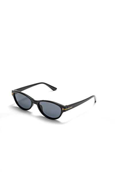 COOLANDBETTER Tessa Women's Sunglasses Oval Cat Eye Black 50 with Gold Detail...