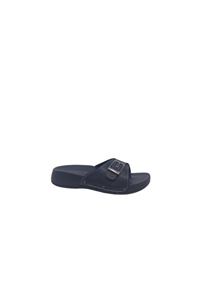 Zerhan 26951 Women's Navy Blue Buckle Daily Use Slippers