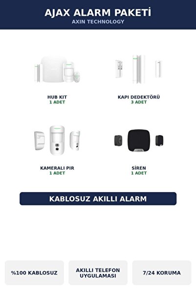 Ajax Kablosuz Akıllı Alarm Seti İşyeri Temel Paket