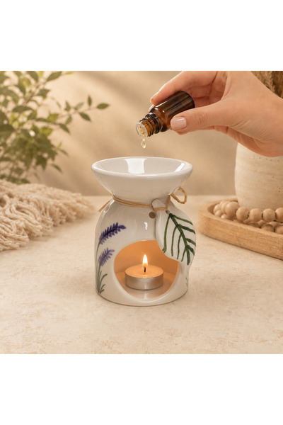 Lara Karma Yaprak Detaylı Seramik Buhurdanlık – Dekoratif Aromaterapi Buhurda...