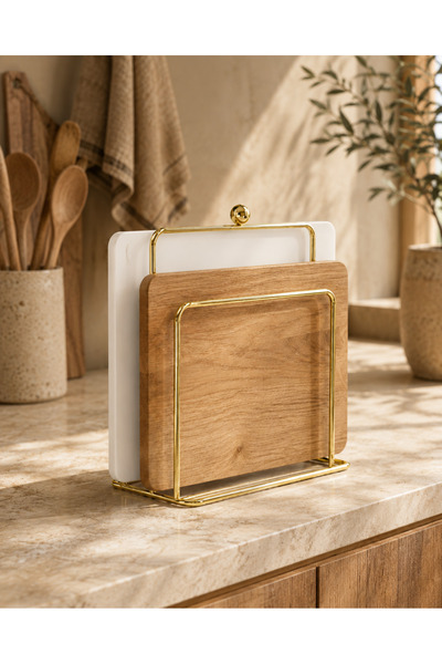 mba decor metal bending art Mira Model Gold Plated Cutting Board Stand 20X15X...
