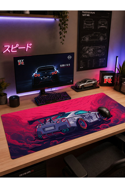 RUGRUMBA لوحة ماوس NISSAN GT-R DRIFTWAVE مقاس 40 × 90 سم للألعاب مقاس XL كبير...