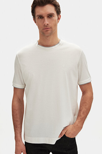 Damat Regular Fit Ekru %100 Pamuk Merserize T-Shirt