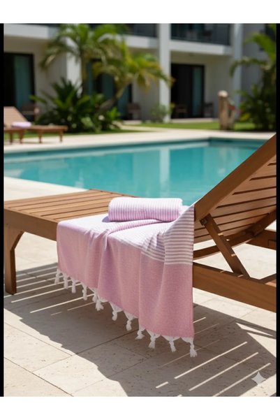 Palmex Home Striped Peshtemal |   Cotton - Natural Fringed |   Beach, Pool, Spa, Sauna, Sports, Travel Towel