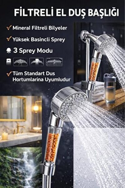 Yıldızan Pazaralanı Store Mineral Filtered Shower Head and Stainless Steel Sh...