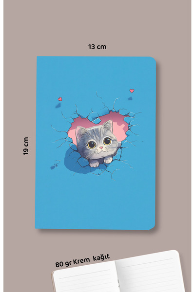 Dava Adamı Yayınları Meveddet - Cat Love - Bag Size Striped Notebook