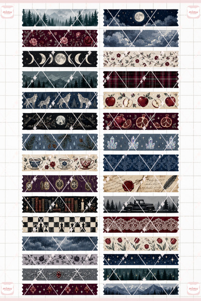 Mimu Art Studio Twilight Temalı Washi Tape Seti Estetik Etiket Defter Günlük ...