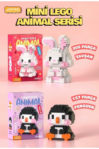 Joyfer 205 Parça Tavşan + 157 Parça Penguen Model Karakter Figürü 3D Yapı Oyu...