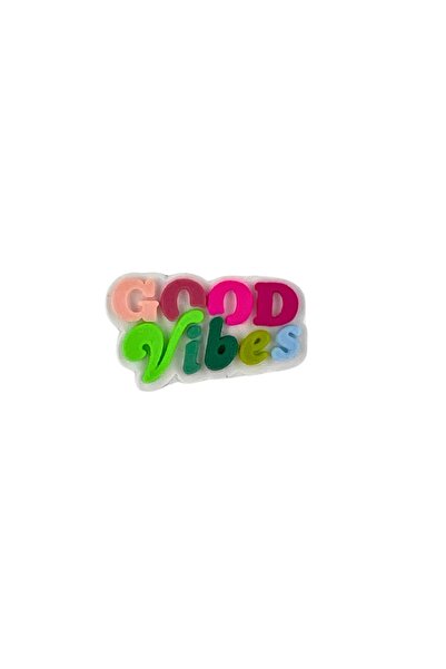 2 Adet Good Vibes Yazılı Terlik Süsü Delikli Terlik Charm Toka Unisex Pozitif Aksesuar