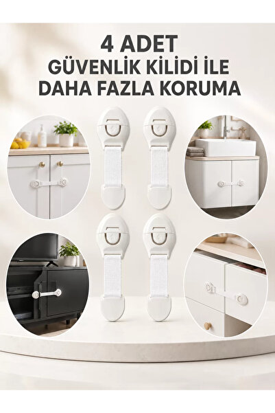 TakÇalıştır قفل أمان للأطفال مزود بأربعة أحزمة مرنة، عملية وآمنة الاستخدام