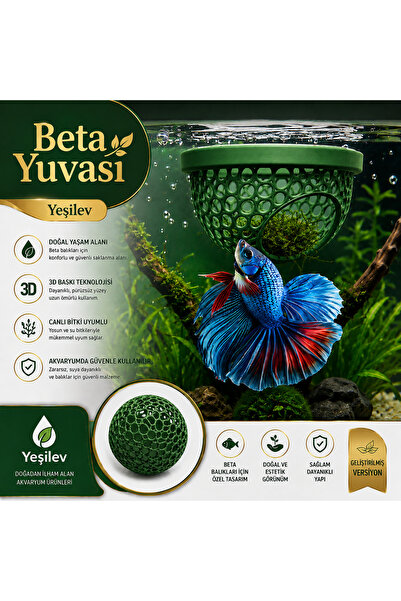 akvaryumlab Beta Fish Betta Resting Area & Breeding Nest (Green Color)