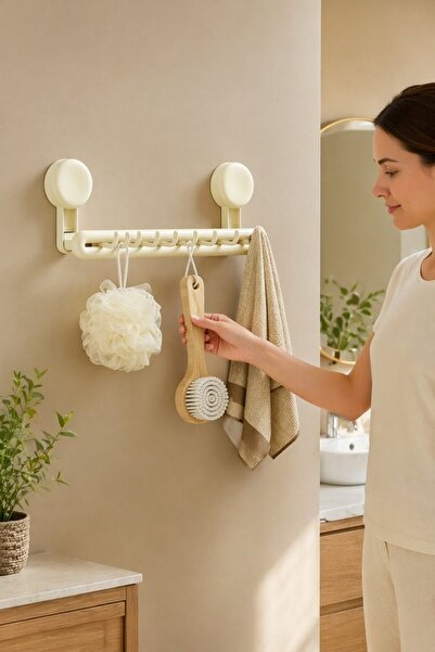 Generic 1 Plastic Suction Cup Towel Rack Wall Mount No Drill Removable Matte ...